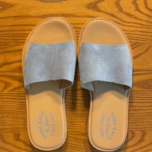 Like new slip on sandals. Kork-ease comfort, swade leather uppers.